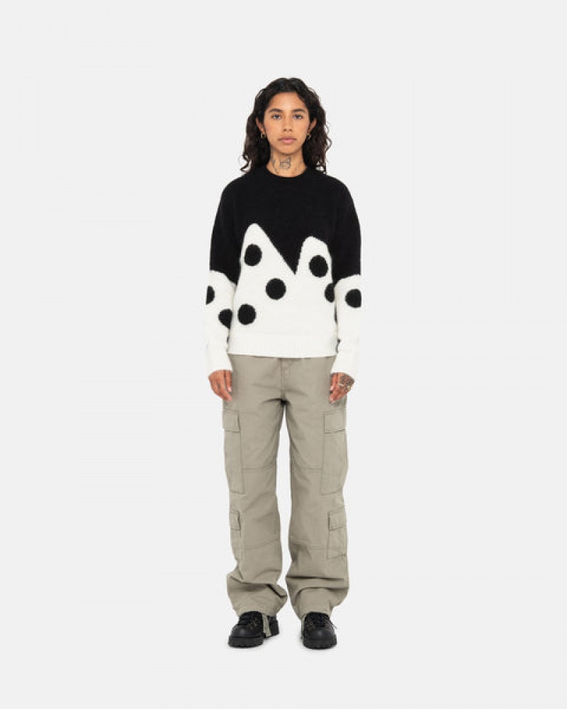 Stussy Dice Fuzzy Crew Gensere Dame Svarte Norge | NSW-6098