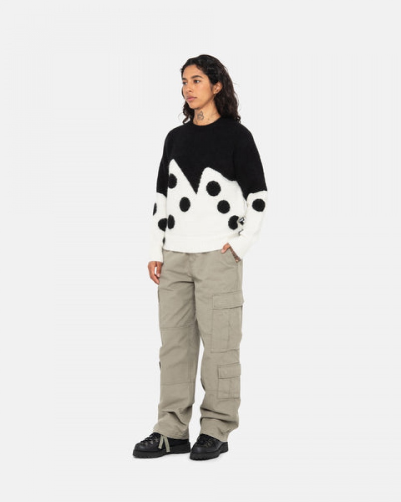 Stussy Dice Fuzzy Crew Gensere Dame Svarte Norge | NSW-6098