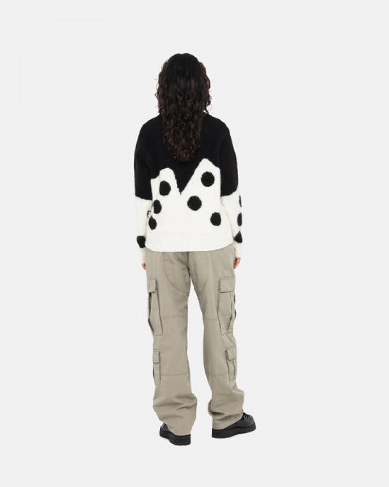 Stussy Dice Fuzzy Crew Gensere Dame Svarte Norge | NSW-6098