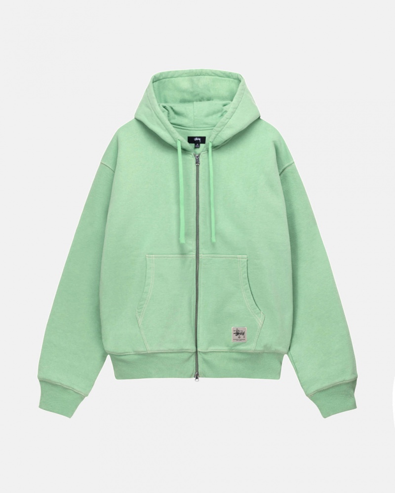 Stussy Double Face Label Zip Hoodie Hettegenser Herre Grønn Norge | GQC-8512