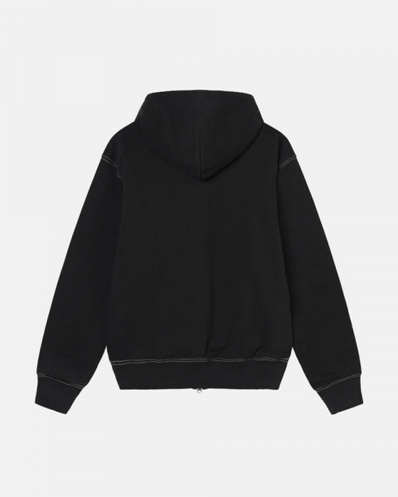 Stussy Double Face Label Zip Hoodie Hettegenser Herre Svarte Norge | KFO-2759