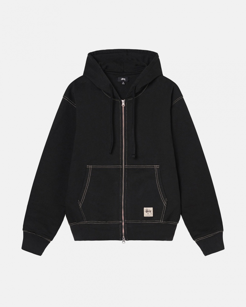 Stussy Double Face Label Zip Hoodie Hettegenser Herre Svarte Norge | KFO-2759