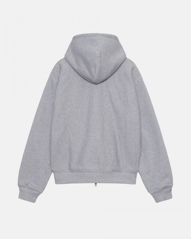 Stussy Double Face Label Zip Hoodie Hettegenser Herre Grå Norge | QBA-3634