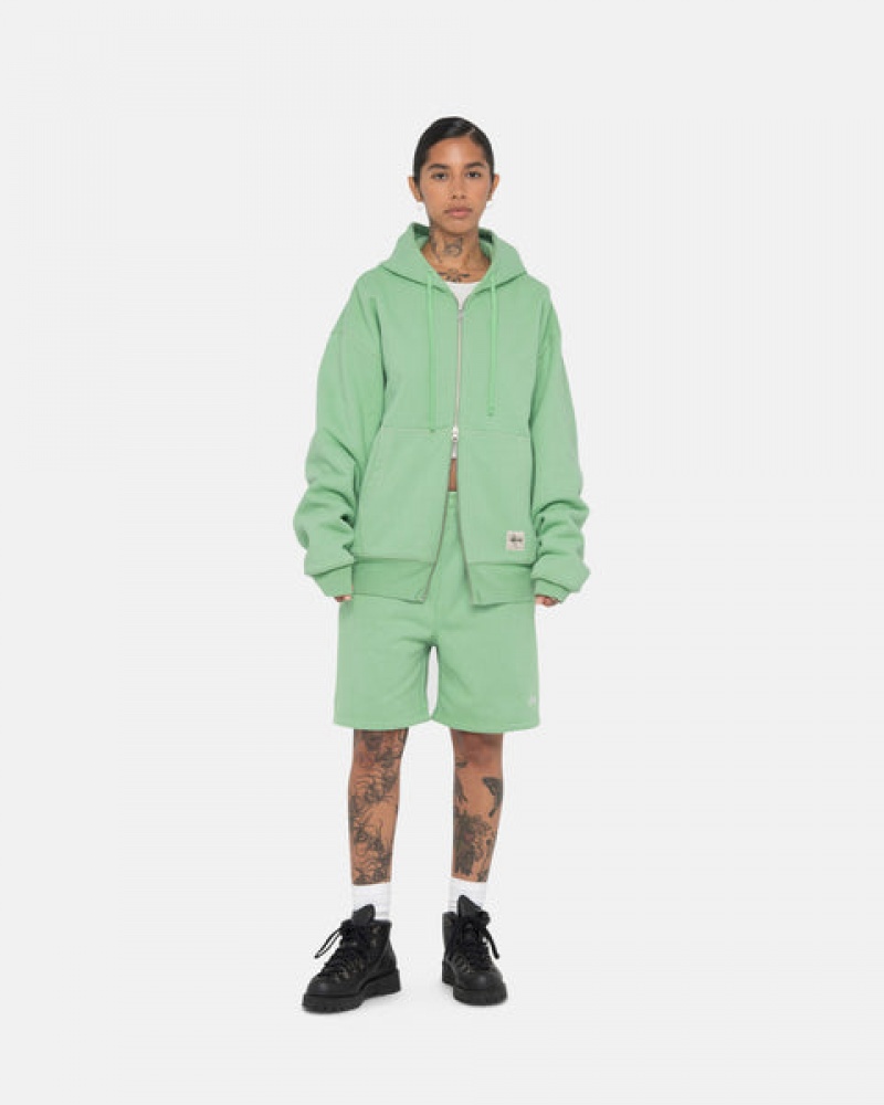 Stussy Double Face Label Zip Hoodie Hettegenser Dame Grønn Norge | TRI-0733