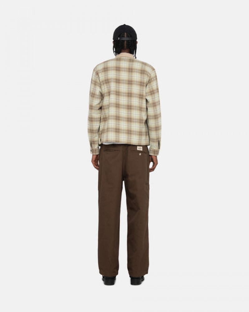 Stussy Frank Plaid Zip Shirt Skjorte Dame Brune Norge | TSP-9010