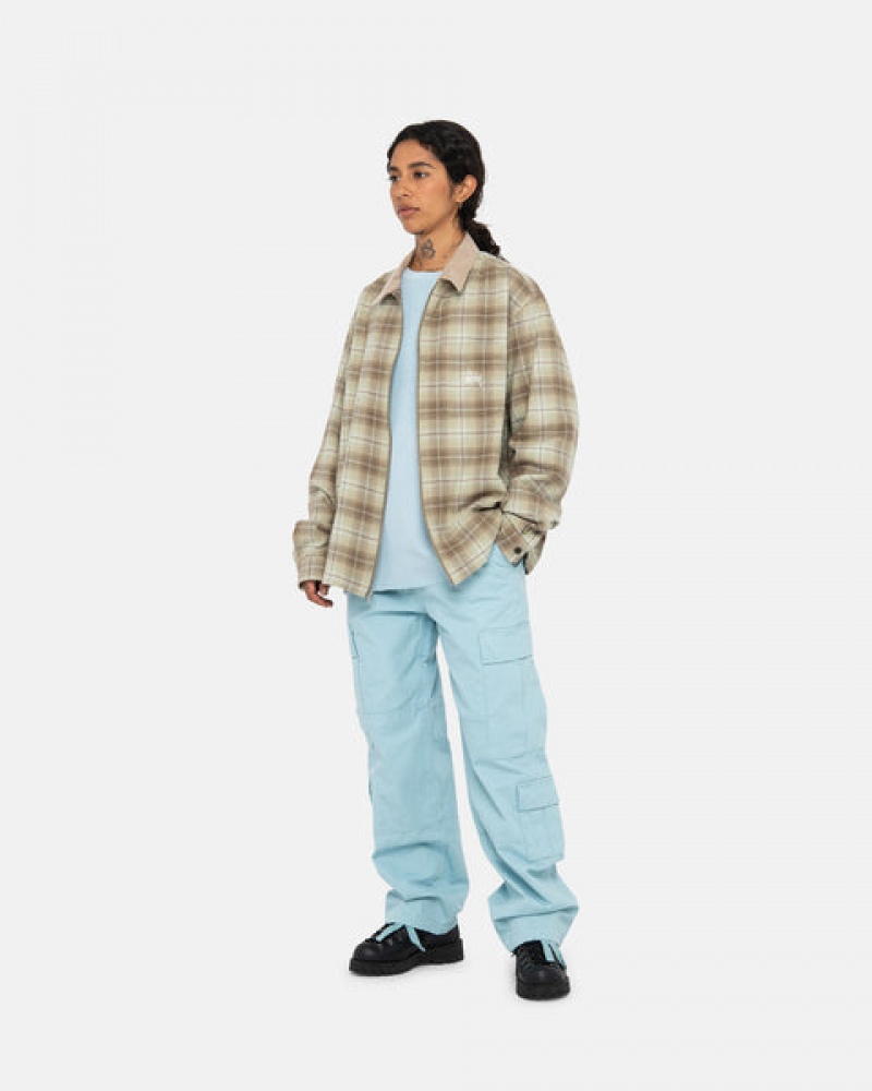 Stussy Frank Plaid Zip Shirt Skjorte Dame Brune Norge | TSP-9010