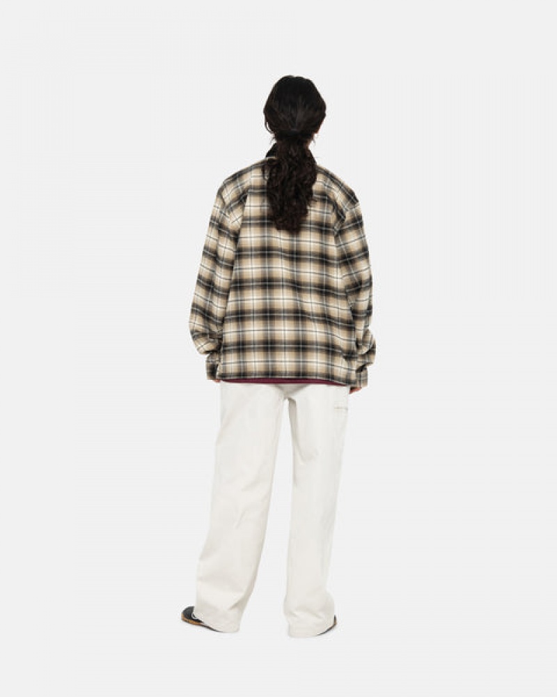 Stussy Frank Plaid Zip Shirt Skjorte Dame Mørke Grå Norge | WZT-1699