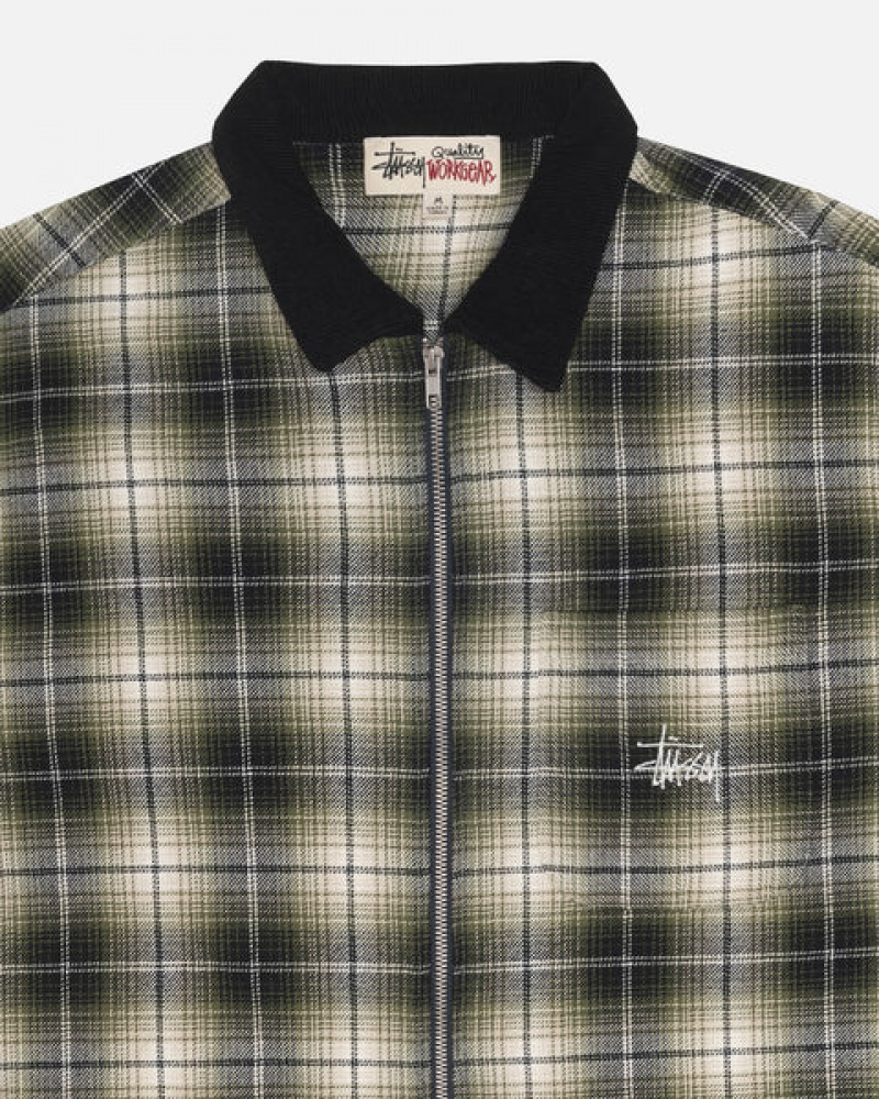 Stussy Frank Plaid Zip Shirt Skjorte Dame Mørke Grå Norge | WZT-1699