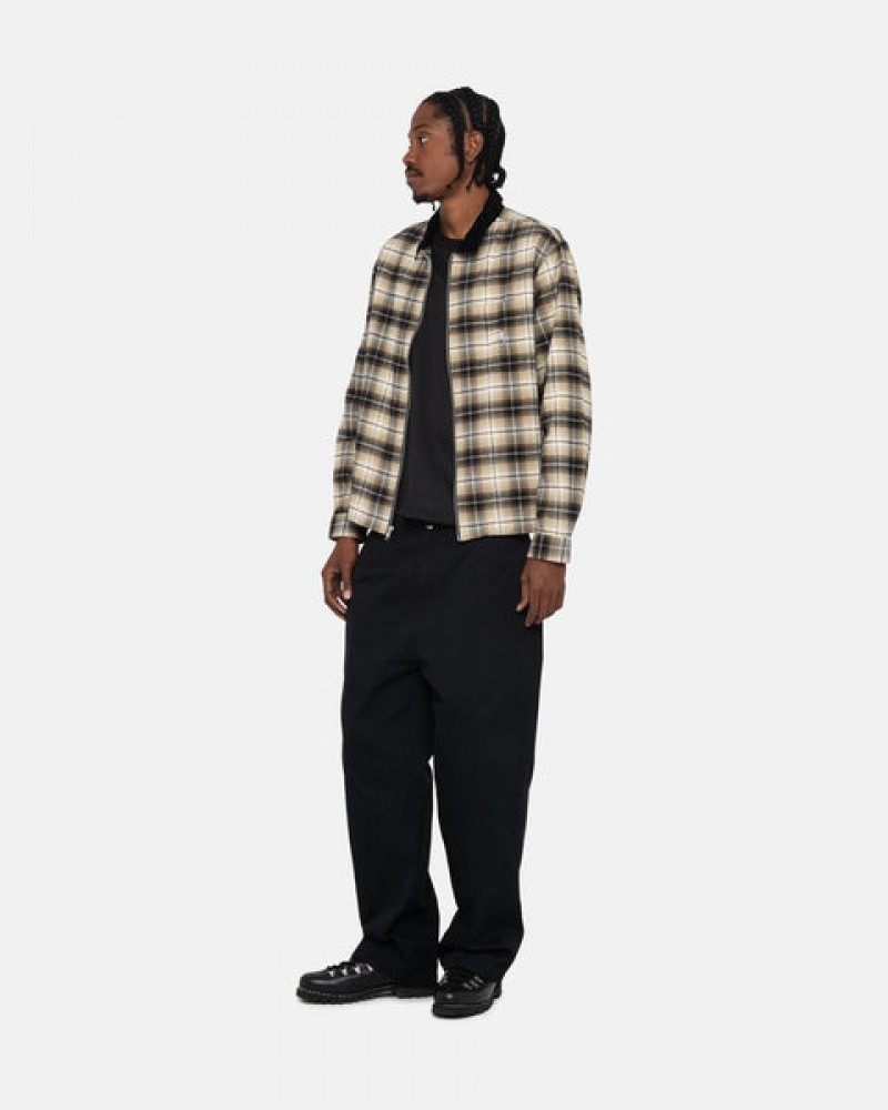 Stussy Frank Plaid Zip Shirt Skjorte Dame Mørke Grå Norge | WZT-1699