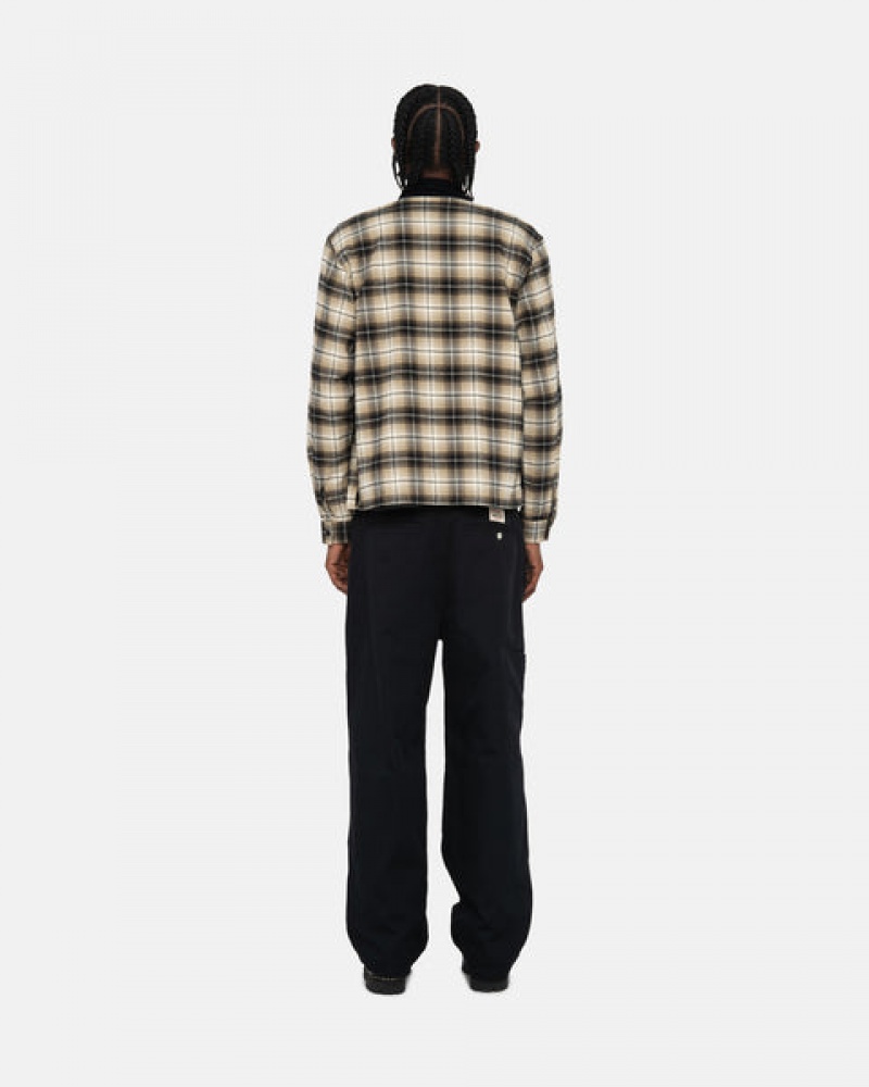 Stussy Frank Plaid Zip Shirt Skjorte Dame Mørke Grå Norge | WZT-1699