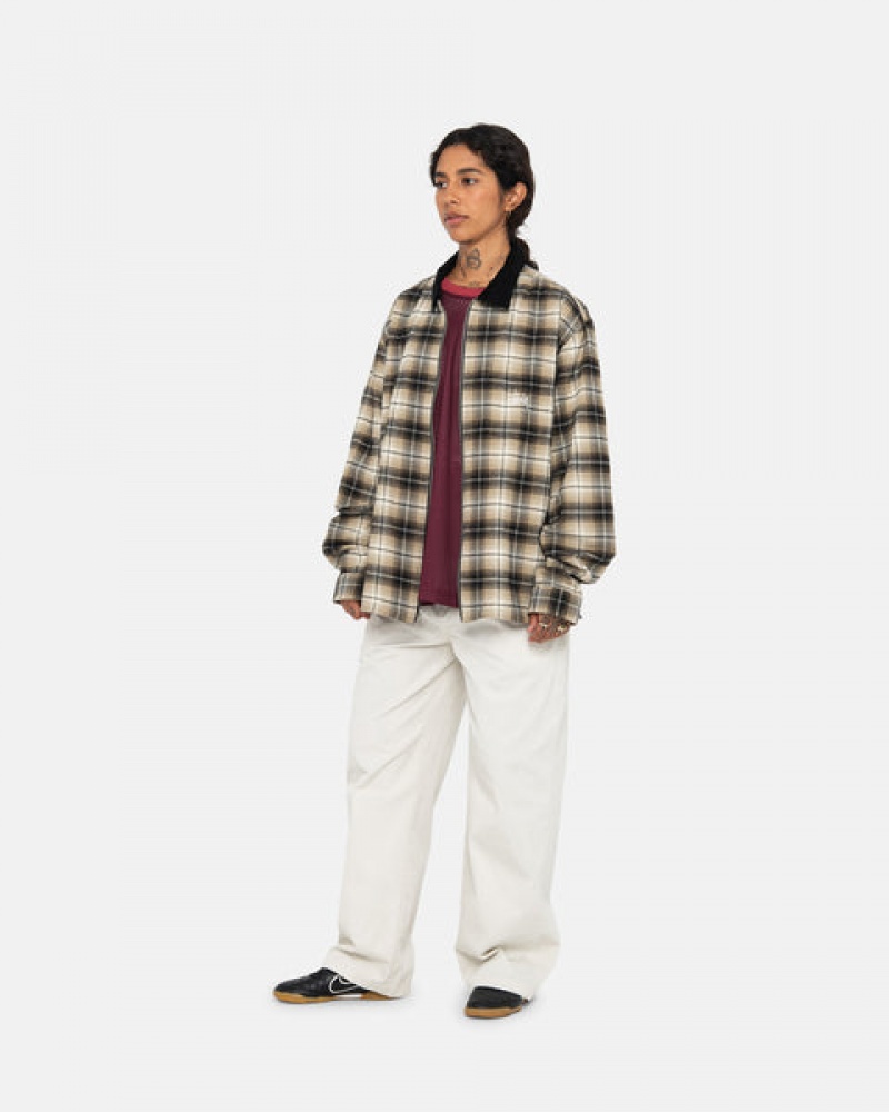 Stussy Frank Plaid Zip Shirt Skjorte Dame Mørke Grå Norge | WZT-1699