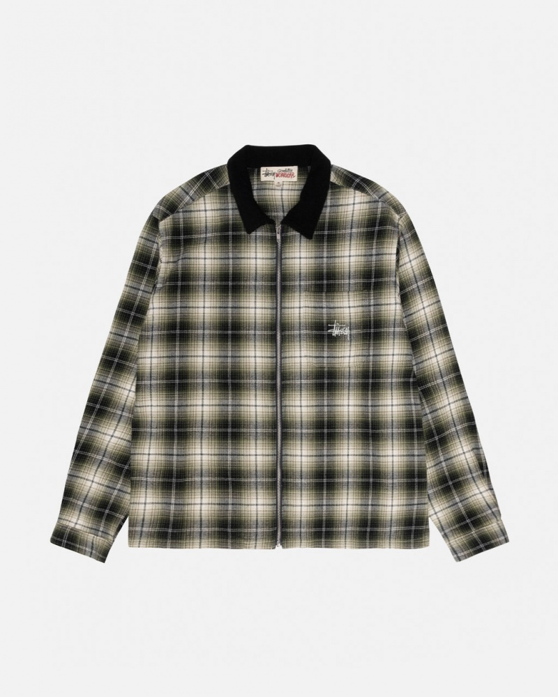 Stussy Frank Plaid Zip Shirt Skjorte Dame Mørke Grå Norge | WZT-1699