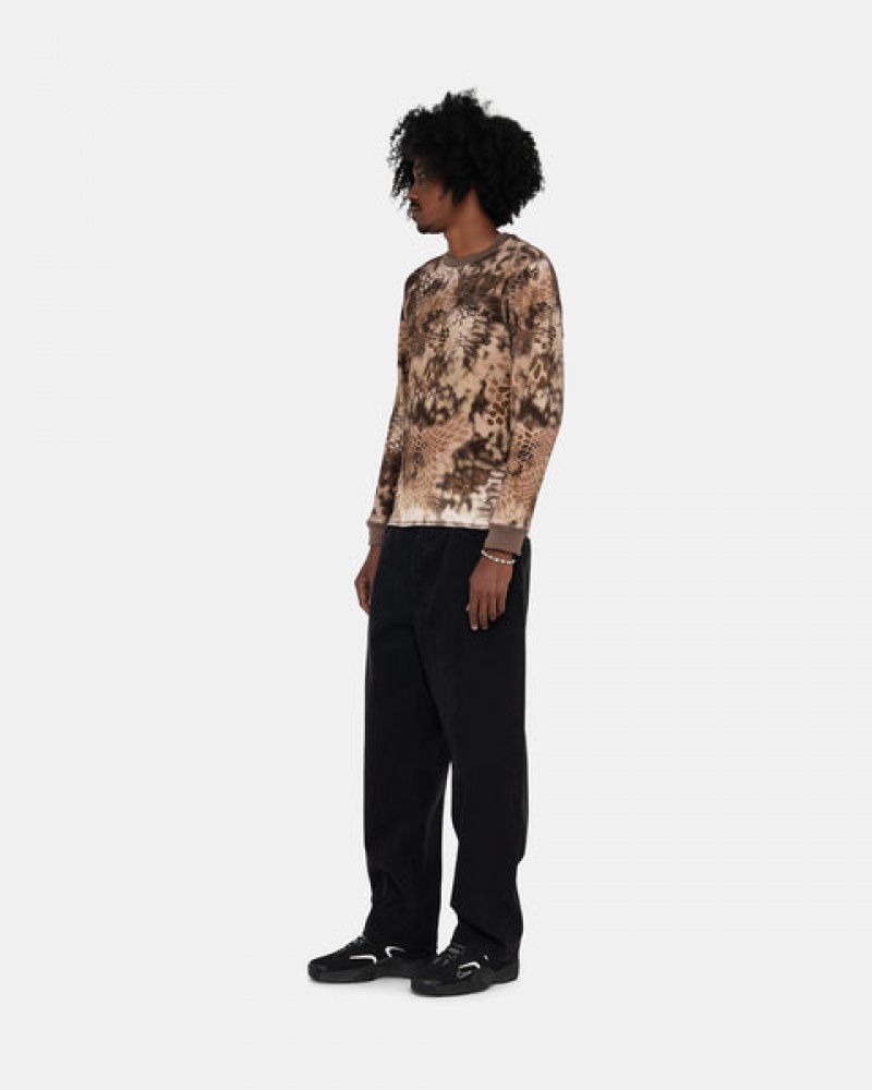 Stussy Kryptek Camo LS Thermal Topper Herre Brune Norge | SWK-1951