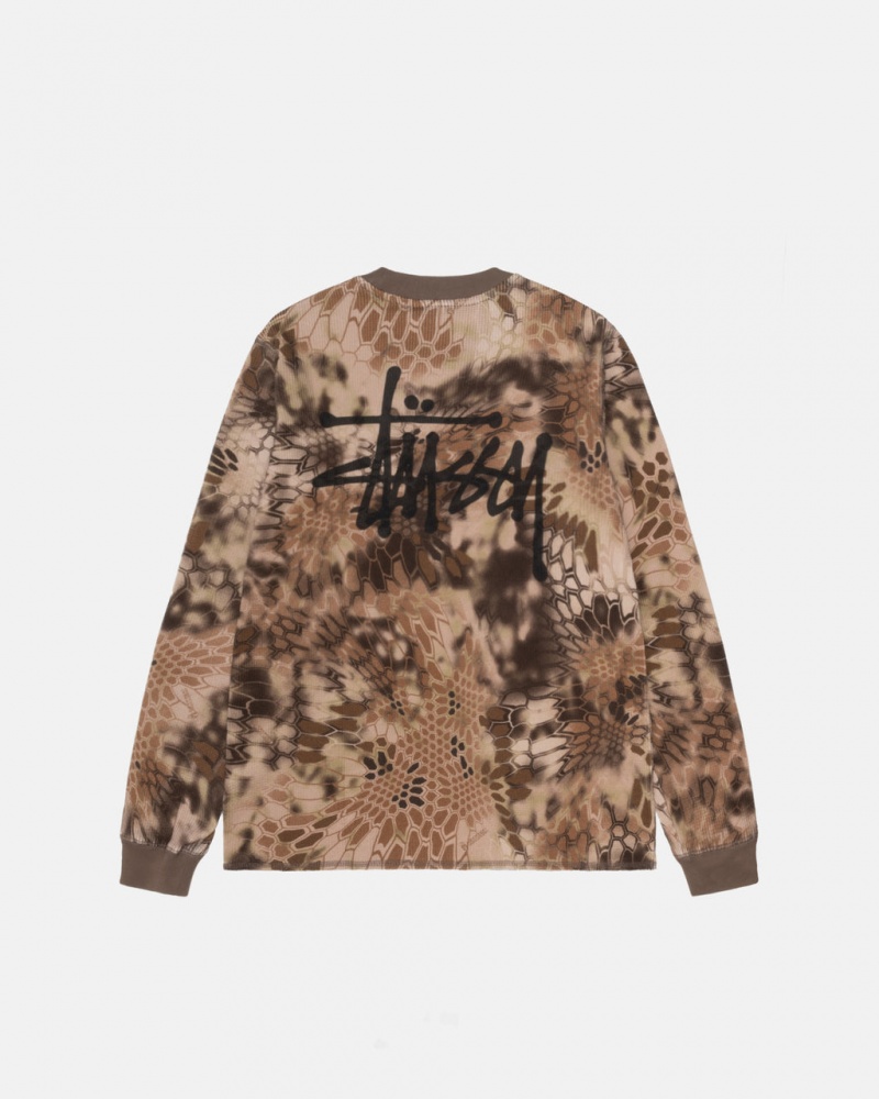 Stussy Kryptek Camo LS Thermal Topper Herre Brune Norge | SWK-1951