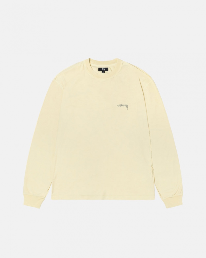 Stussy Lazy Ls Tee T Skjorte Dame Gul Norge | JFH-2979