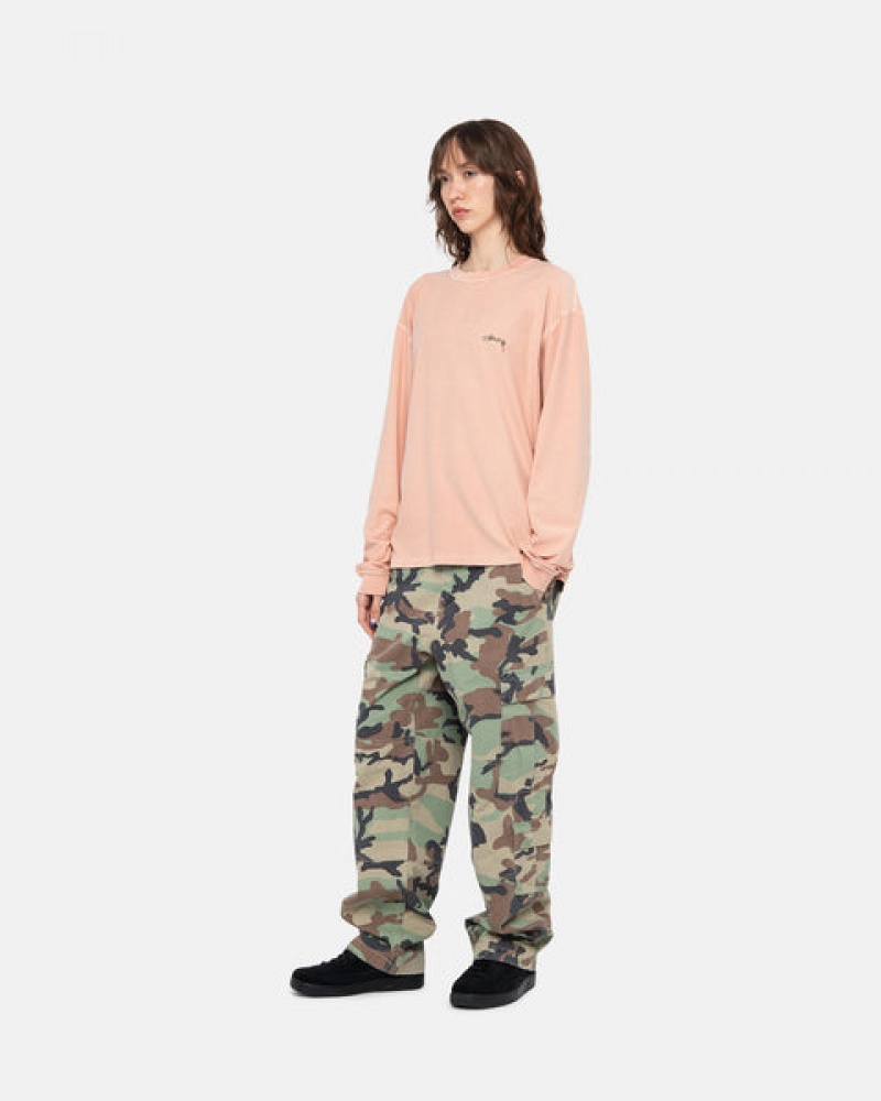 Stussy Lazy Ls Tee T Skjorte Dame Lyse Rosa Norge | IRD-0048