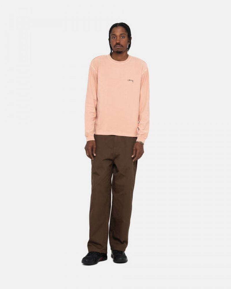 Stussy Lazy Ls Tee T Skjorte Herre Lyse Rosa Norge | LMS-8754