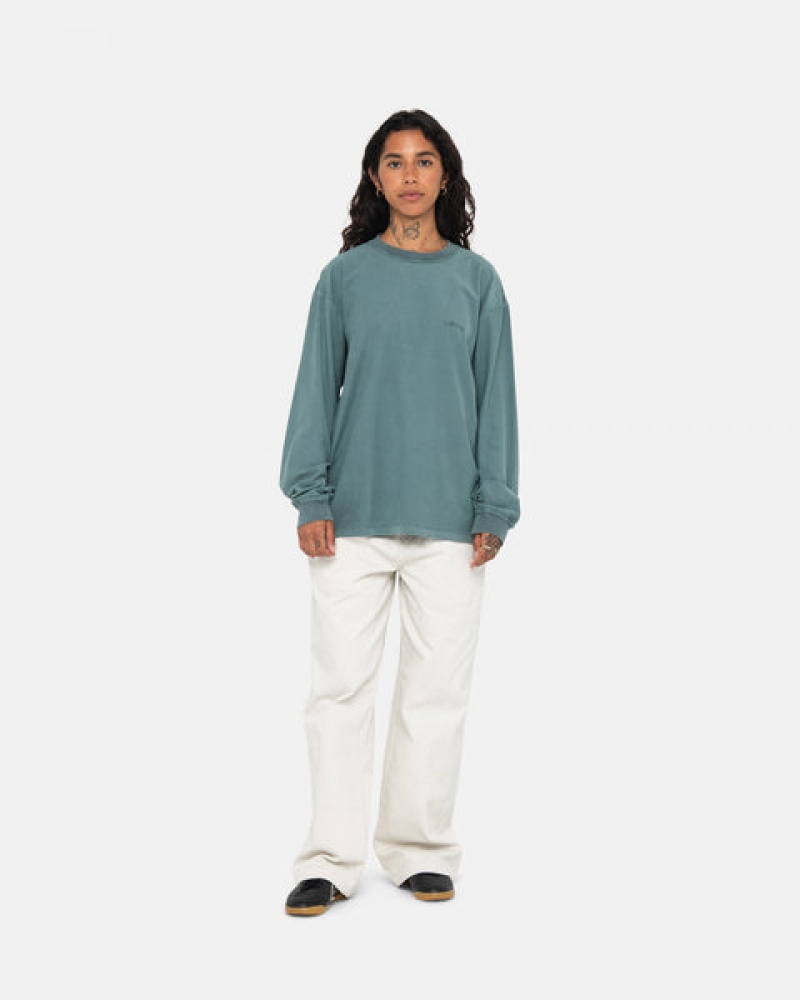 Stussy Lazy Ls Tee T Skjorte Herre Turkis Norge | ZWN-7848