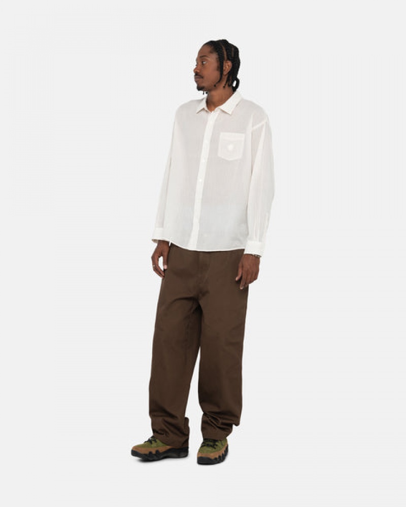 Stussy Light Weight Classic Shirt Skjorte Herre Hvite Norge | NBI-9097