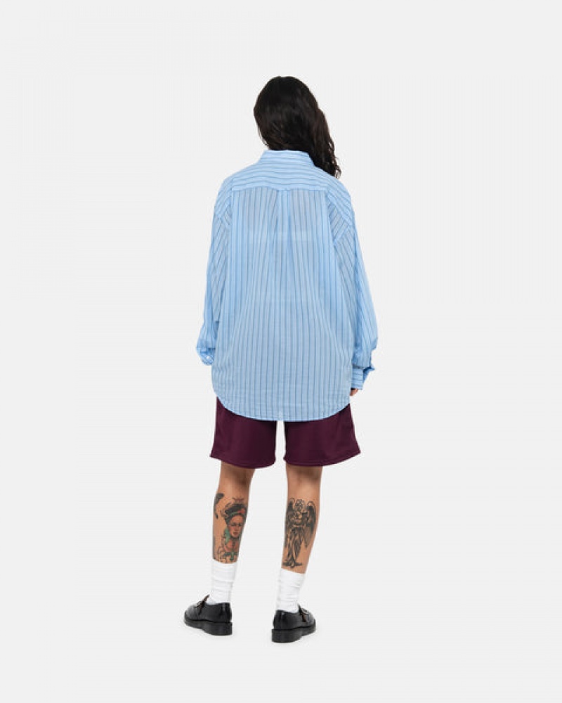 Stussy Light Weight Classic Shirt Skjorte Dame Blå Norge | MRR-6017