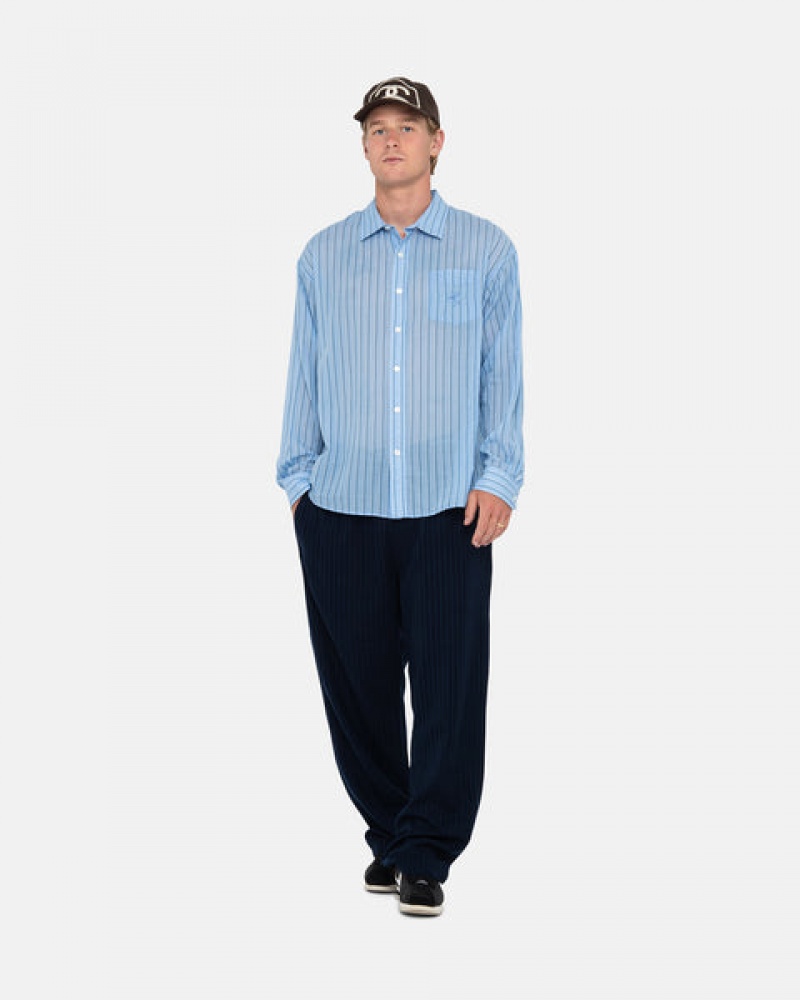 Stussy Light Weight Classic Shirt Skjorte Dame Blå Norge | MRR-6017