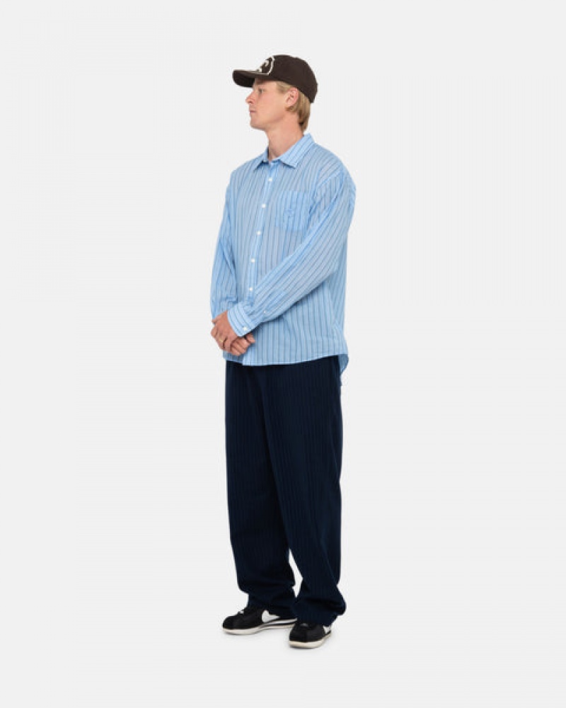 Stussy Light Weight Classic Shirt Skjorte Dame Blå Norge | MRR-6017