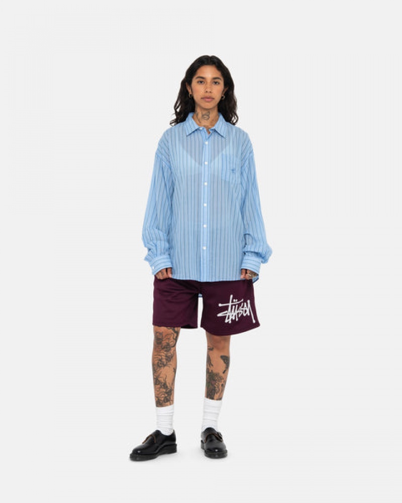 Stussy Light Weight Classic Shirt Skjorte Dame Blå Norge | MRR-6017