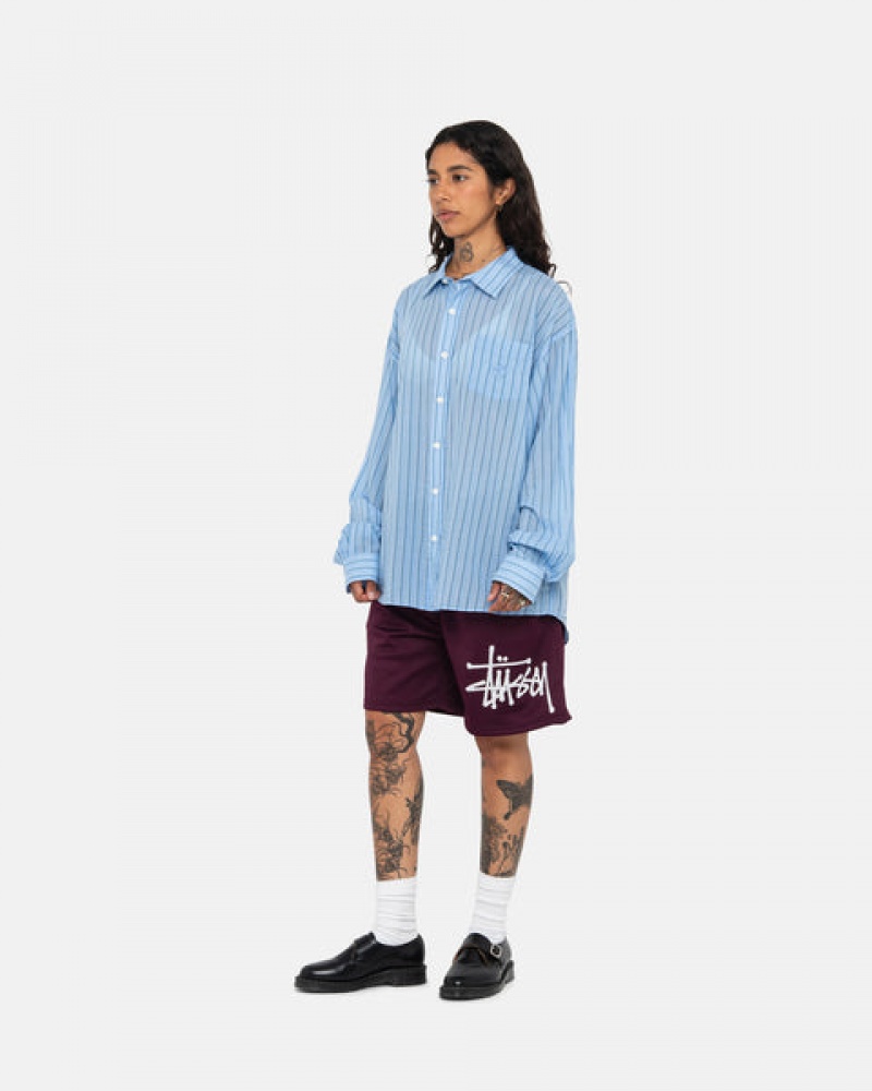 Stussy Light Weight Classic Shirt Skjorte Dame Blå Norge | MRR-6017