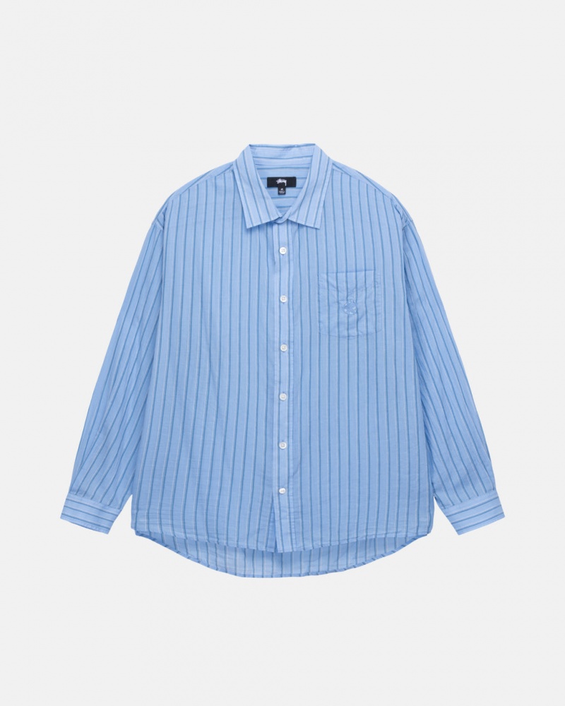 Stussy Light Weight Classic Shirt Skjorte Dame Blå Norge | MRR-6017