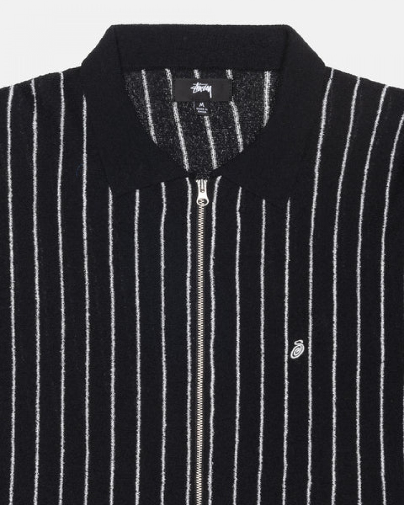 Stussy Light Weight Ls Zip Polo Topper Dame Svarte Norge | HZW-3325