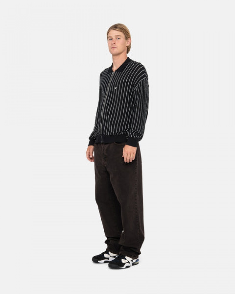 Stussy Light Weight Ls Zip Polo Topper Dame Svarte Norge | HZW-3325