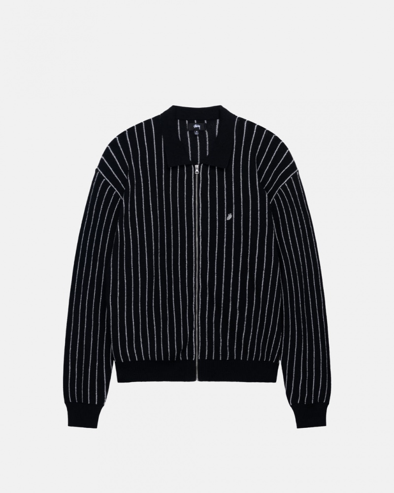 Stussy Light Weight Ls Zip Polo Topper Dame Svarte Norge | HZW-3325