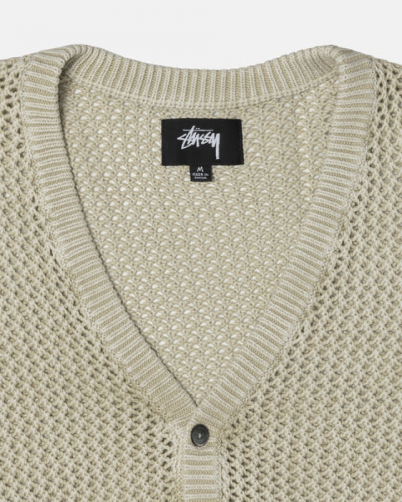 Stussy Loose Gauge Cardigan Gensere Dame Beige Norge | DJX-9066