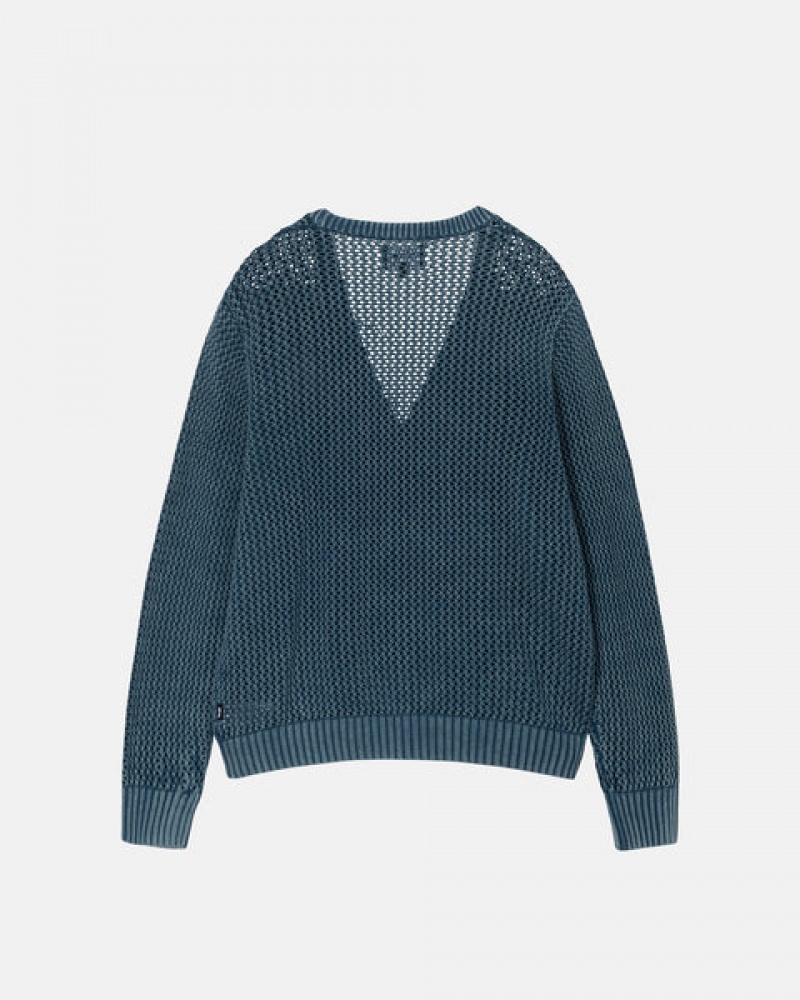 Stussy Loose Gauge Cardigan Gensere Dame Blå Norge | GLM-5361