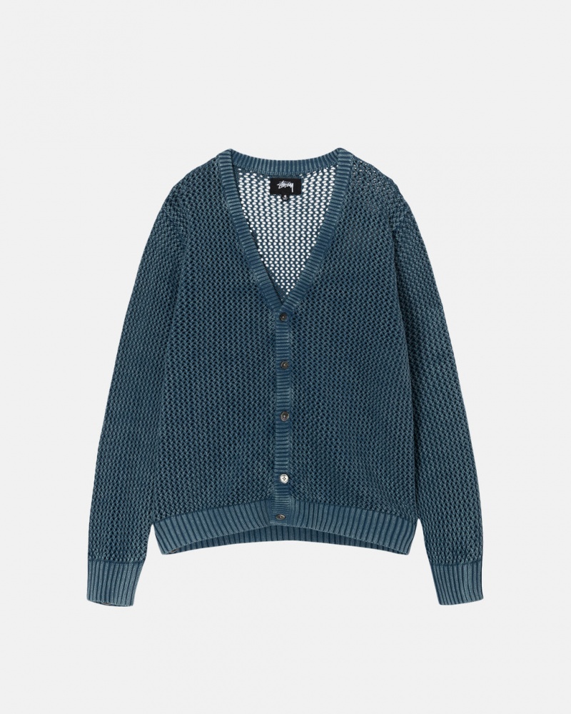 Stussy Loose Gauge Cardigan Gensere Dame Blå Norge | GLM-5361