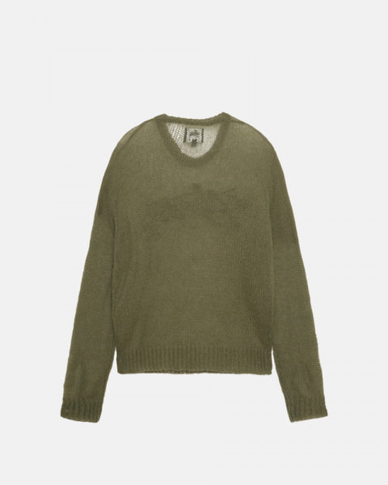 Stussy Loose Knit Genser Gensere Dame Olivengrønne Norge | XGF-0520