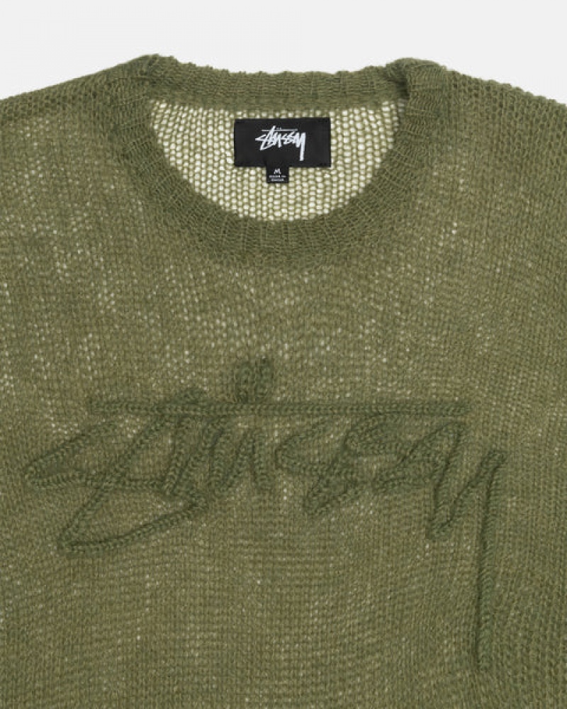 Stussy Loose Knit Genser Gensere Dame Olivengrønne Norge | XGF-0520