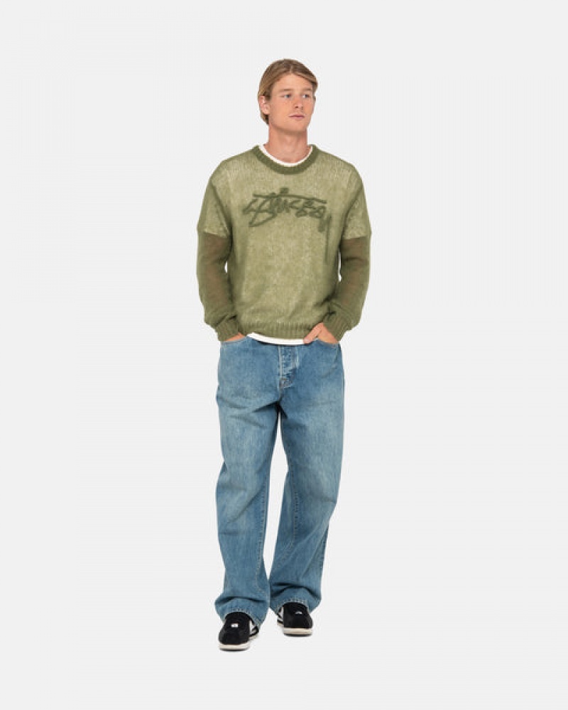 Stussy Loose Knit Genser Gensere Dame Olivengrønne Norge | XGF-0520