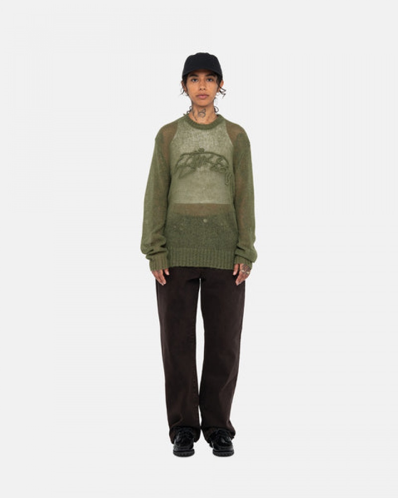 Stussy Loose Knit Genser Gensere Dame Olivengrønne Norge | XGF-0520