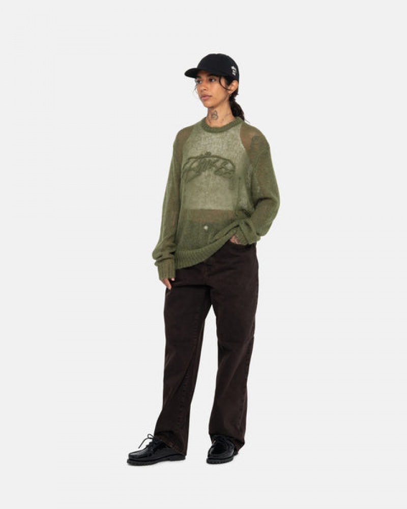 Stussy Loose Knit Genser Gensere Dame Olivengrønne Norge | XGF-0520