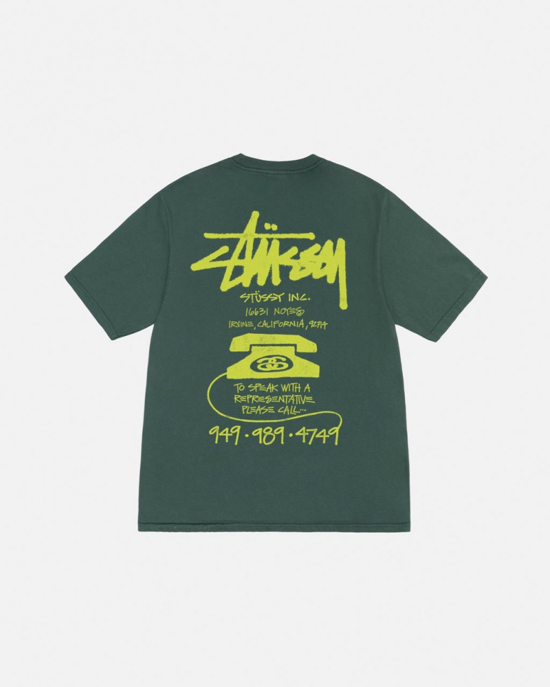 Stussy Old Phone Tee Pigment Dyed T Skjorte Dame Grønn Norge | KAA-0702