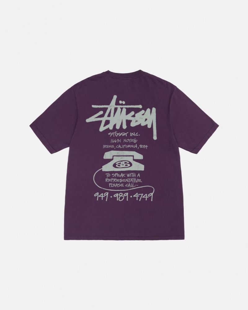 Stussy Old Phone Tee Pigment Dyed T Skjorte Dame Lilla Norge | MKD-2722