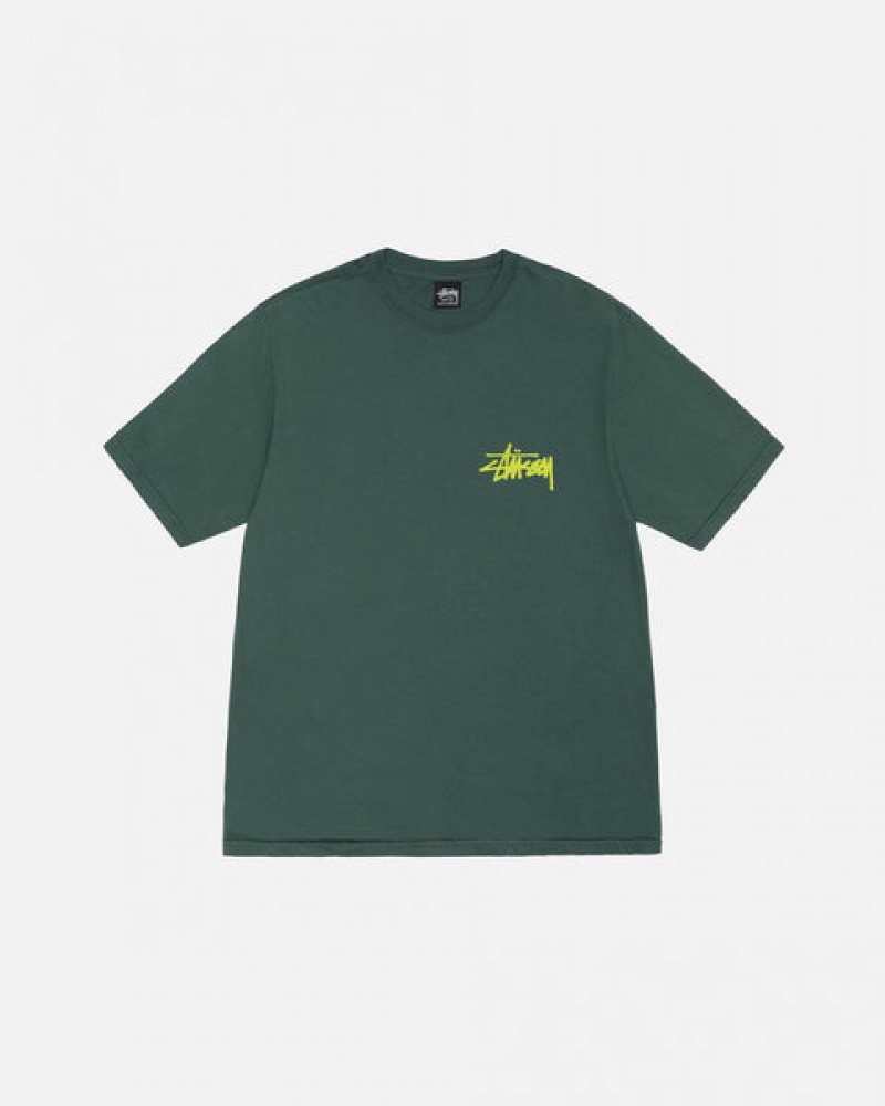 Stussy Old Phone Tee Pigment Dyed T Skjorte Herre Grønn Norge | IOP-2339