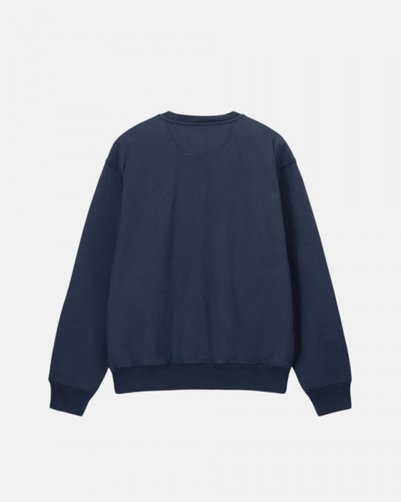 Stussy Overdyed Stock Logo Crew Gensere Herre Marineblå Norge | RHE-0385