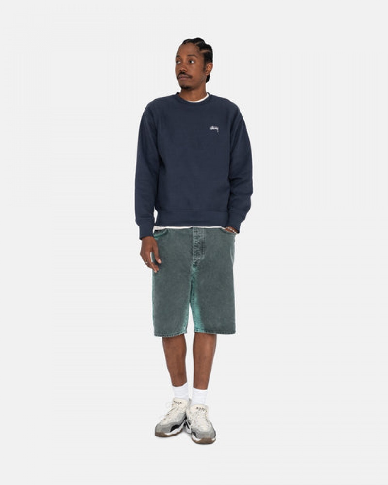 Stussy Overdyed Stock Logo Crew Gensere Herre Marineblå Norge | RHE-0385