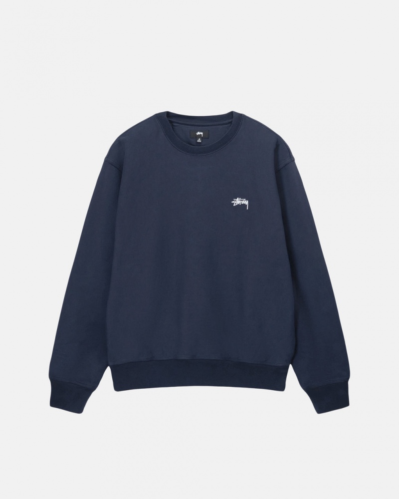 Stussy Overdyed Stock Logo Crew Gensere Herre Marineblå Norge | RHE-0385