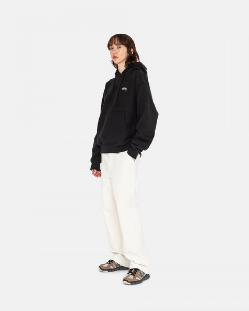 Stussy Overdyed Stock Logo Hoodie Hettegenser Dame Svarte Norge | NDN-4872