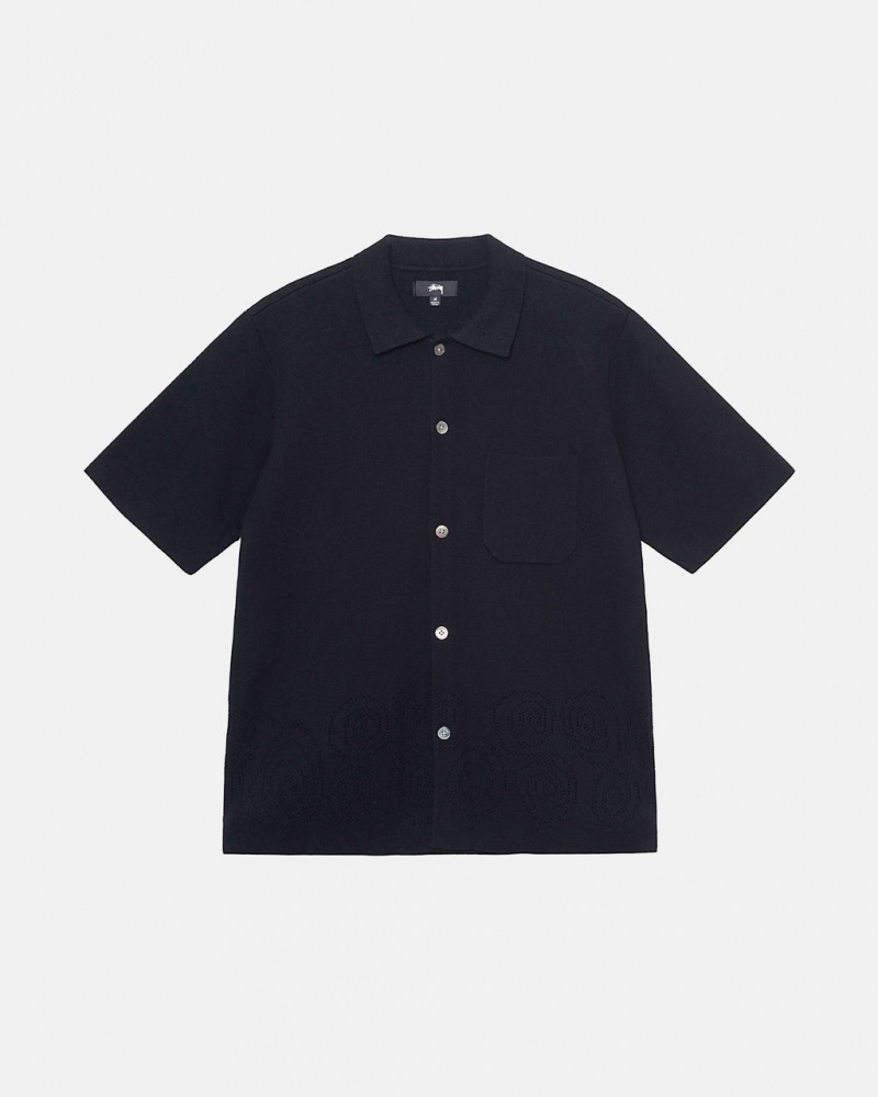 Stussy Perforated Swirl Knit Shirt Skjorte Dame Svarte Norge | PID-5909