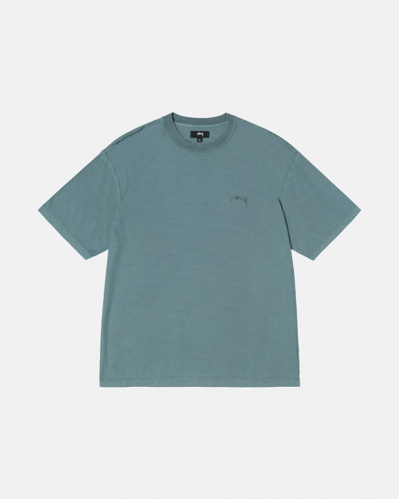 Stussy Pig. Dyed Inside Out Crew T Skjorte Herre Turkis Norge | HWE-6372