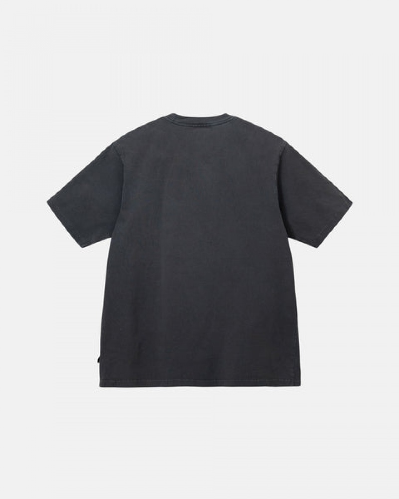 Stussy Pigment Dyed Crew T Skjorte Dame Svarte Norge | VXT-6354